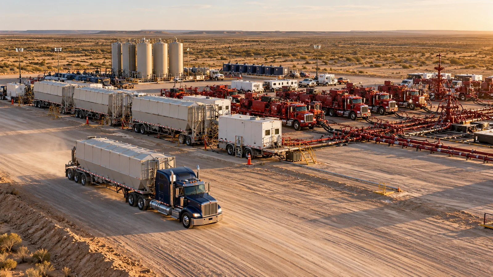 Concept illustration of sand-box transportation at a frac pad